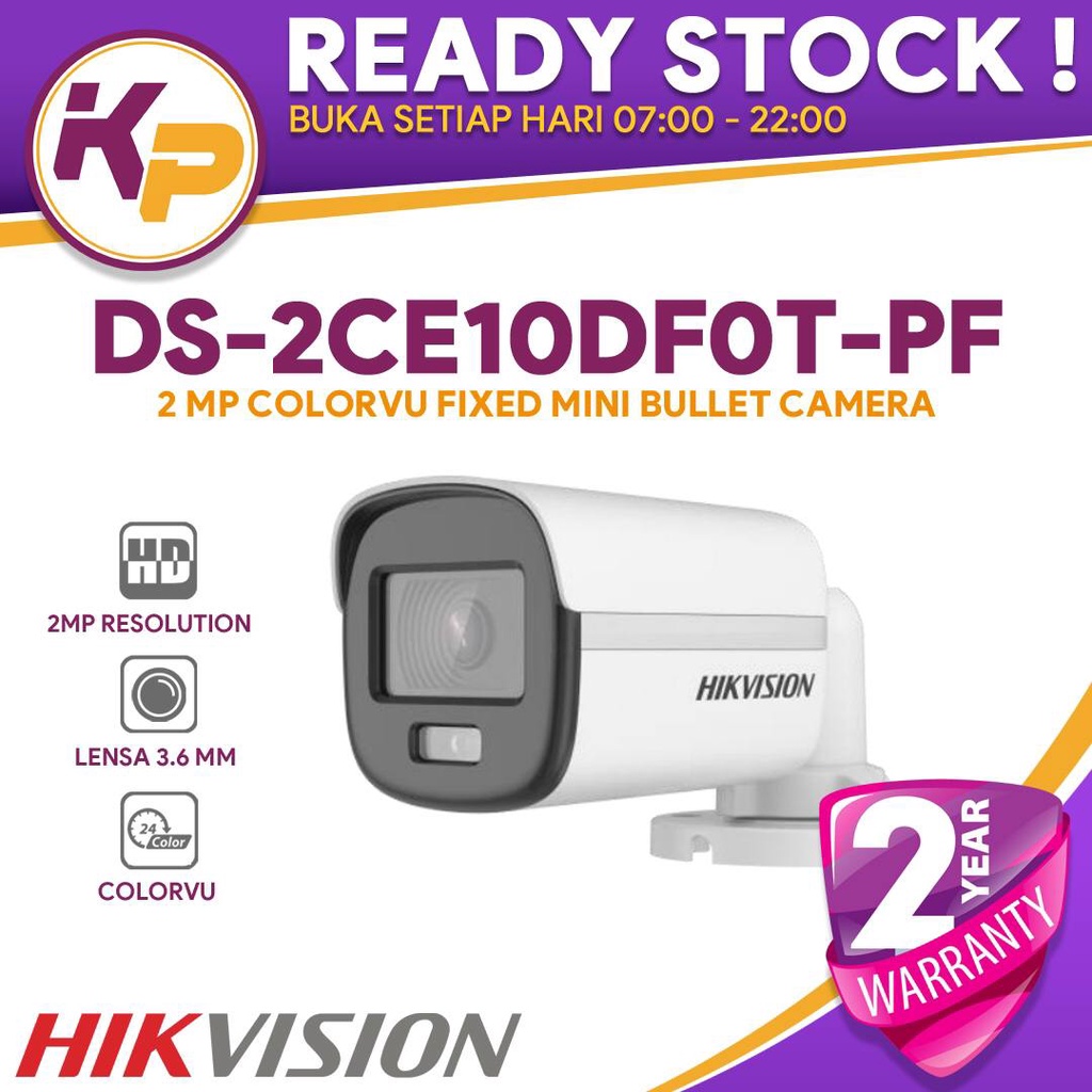 Hikvision Ds 2ce10df0t Pf 2mp Colorvu Mini Bullet Camera Official