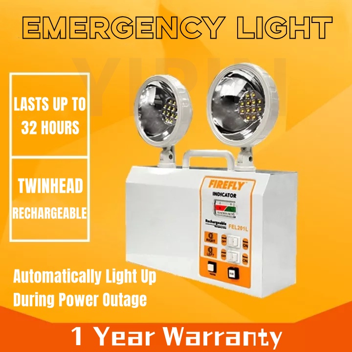 New Quick Response LED Twinhead Emergency Lights Rechargeable Lasts 32