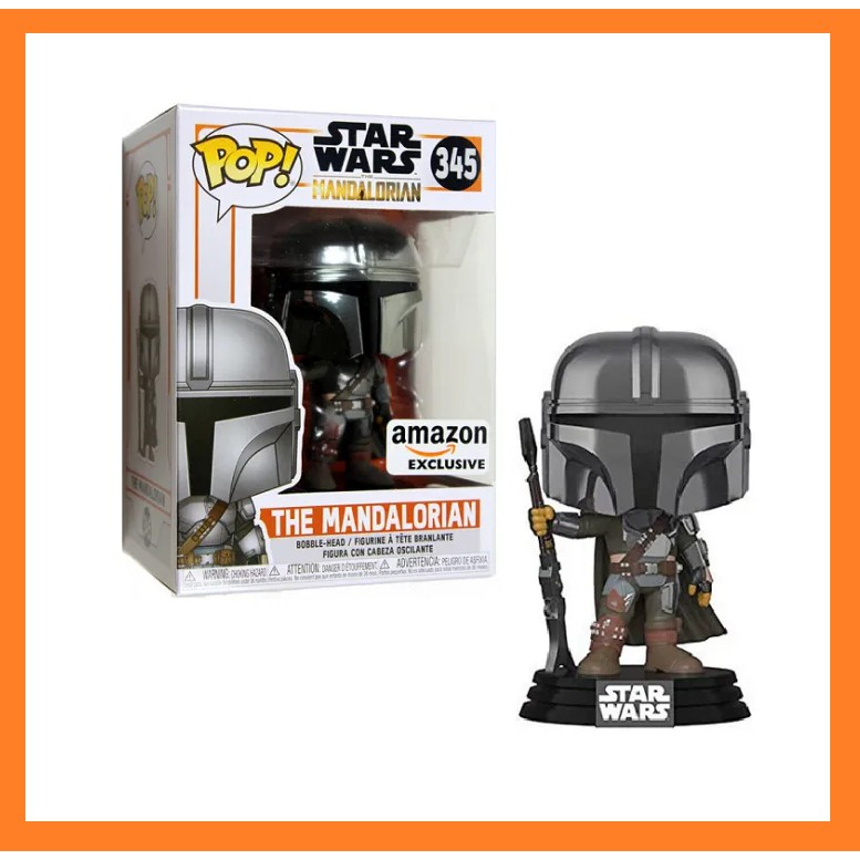 Star Wars The Mandalorian Chrome #345 Amazon Exclusive Baby Yoda Funko Pop