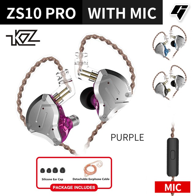 Kz Zs10 Pro 4ba 1dd Hybrid In Ear Earphone Shopee Philippines