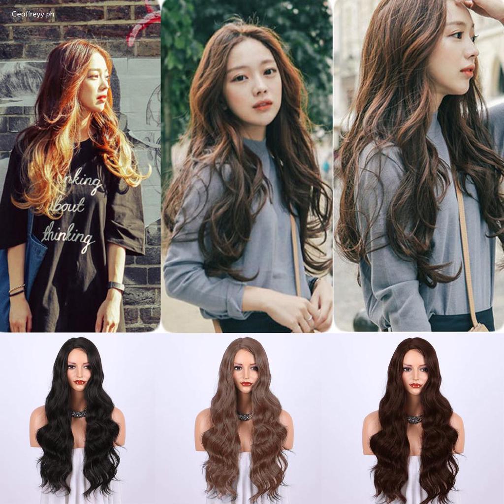 Ge Female Mid Length Big Curly Full Wig Hair Natural Shopee