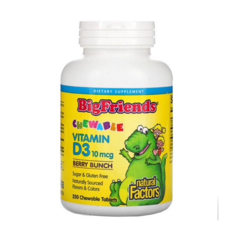 Natural Factors Vit D3 Kids Big Friends Chewable Vitamin D3 Berry Bunch