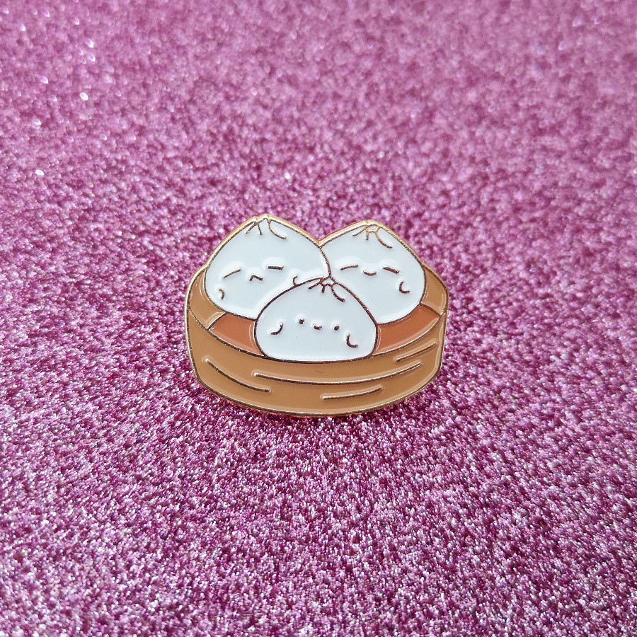 Cartoon Bamboo Steamed Bun Brooch Cute Breakfast Q Version Xiaolongbao Badge All-match Denim Shirt Canvas Accessories Collar Pin Badge Eat Me If You Like