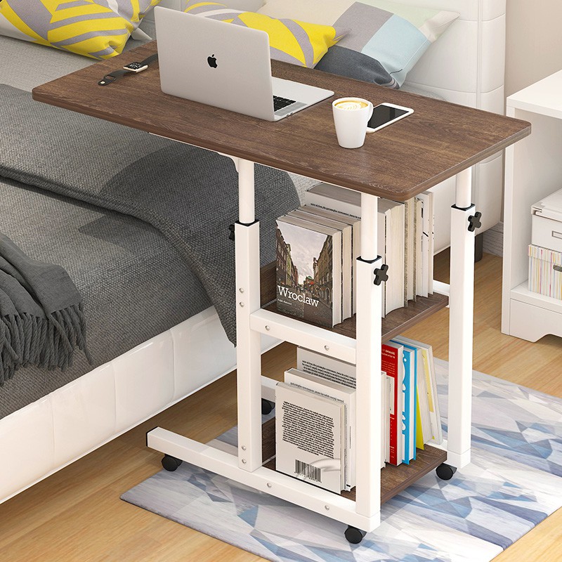 80x40cm Mobile Computer Desk Height Adjustable,Bedside Table with ...