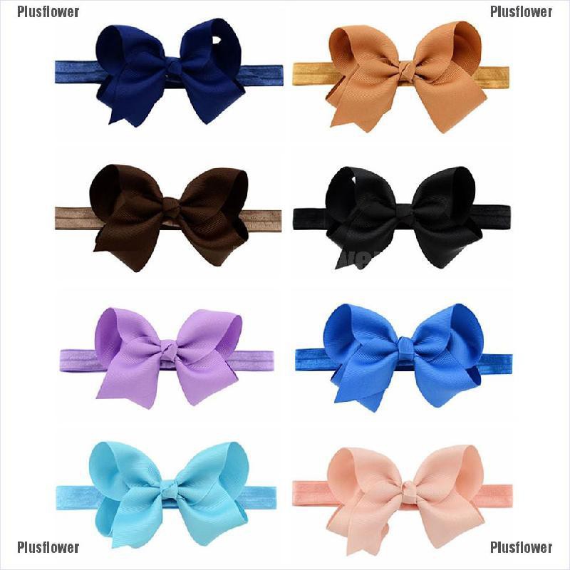 Plusflower 20 Colors New Baby Hair Bow Flower Headband Ribbon Hair