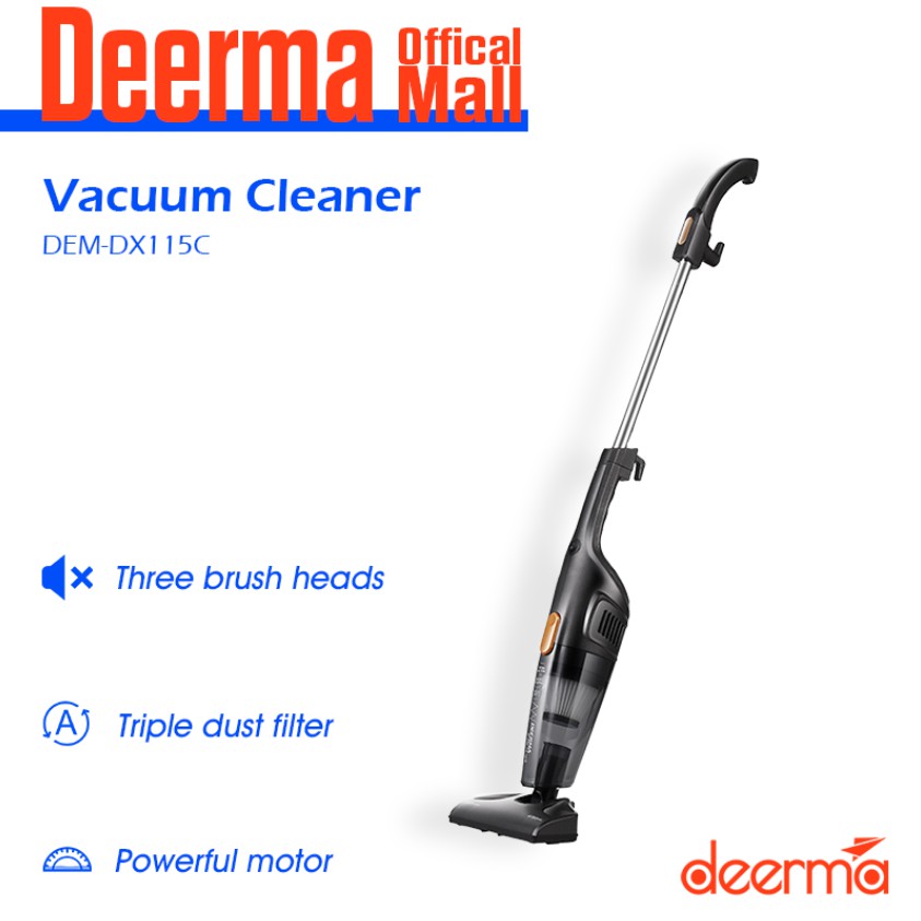 Deerma DX115C/DX118C Household Vacuum Cleaner Mini Handheld Pushrod Cleaner Strong Suction Low Noise