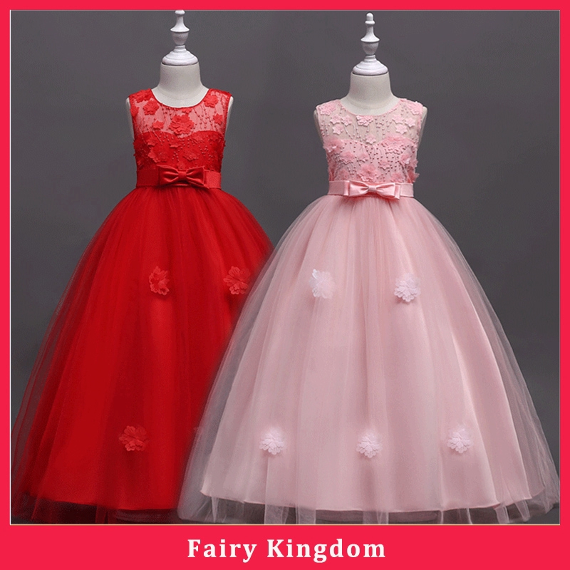 girls red ball gown