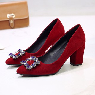 red heels with pearls