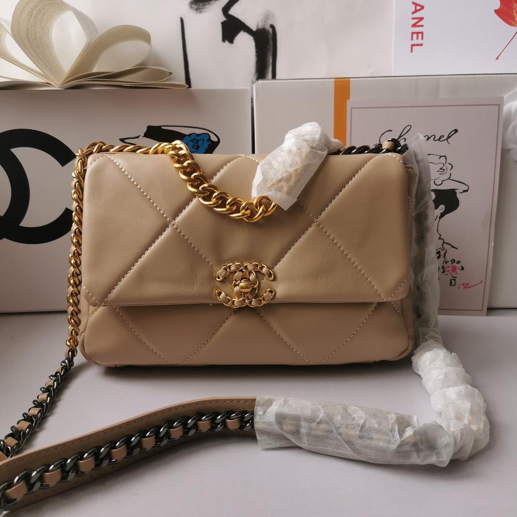 Chanel bag ladies 19bag double chain rhombus single shoulder messenger  chain flap bag @ | Shopee Philippines