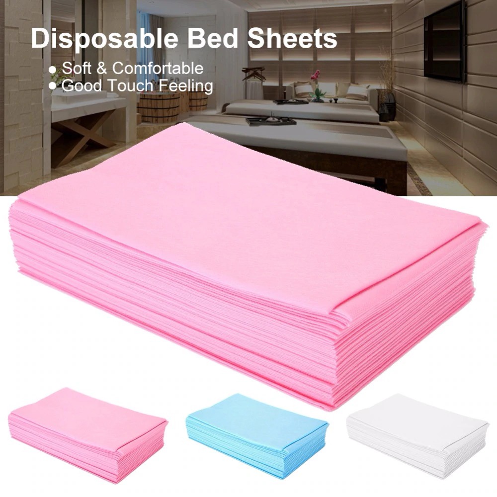 LA PERLA TECH 10Pcs Non-Woven Disposable Waterproof Bed Sheet Massage Beauty Cover One Size 80*180 Pink