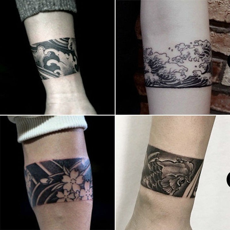 Armband tattoo stickers men's and women's bracelets ocean waves arm scar  waterproof durable carp ankle ring Prajna tattoo tattoo stickers | Shopee  Philippines