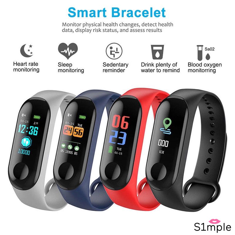 Cjy M3 Smart Watch 0 96inch Screen Blood Pressure Heart Rate Monitor Fitness Sport Bracelet Wristband Shopee Philippines