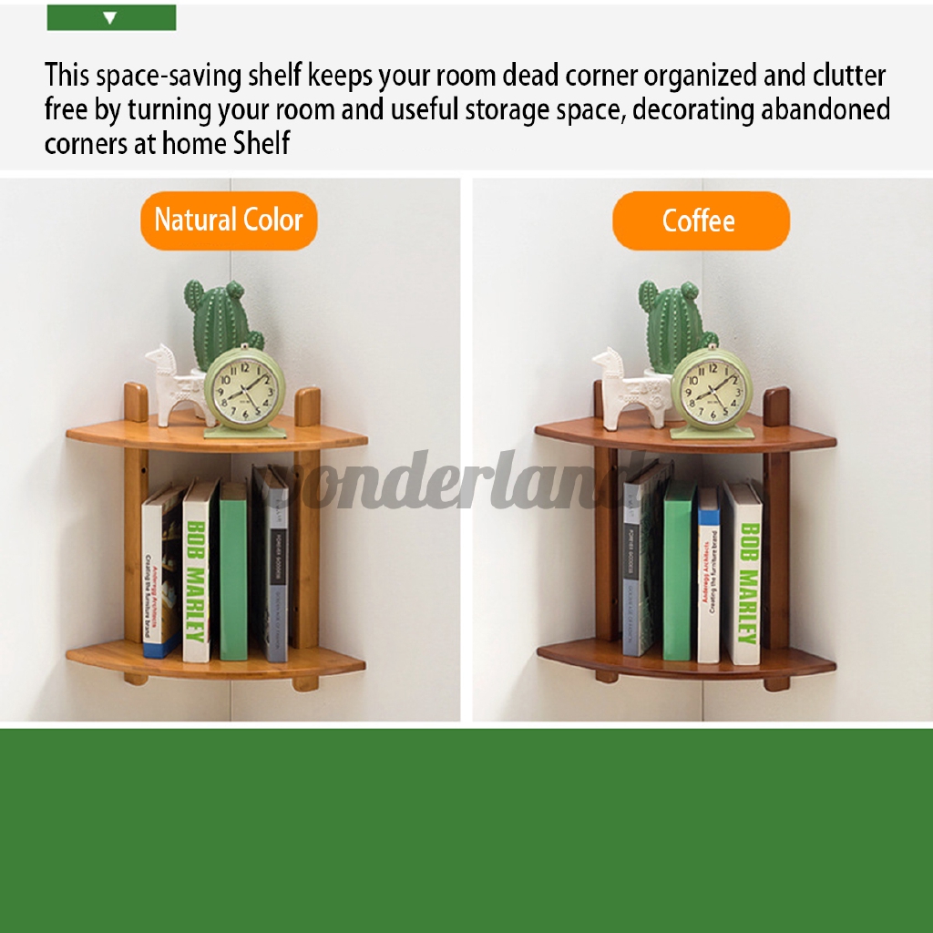 Wooden Corner Shelf Rack Wall Mounted Cabinet Bamboo Storage Bathroom Kitchen Shopee Philippines