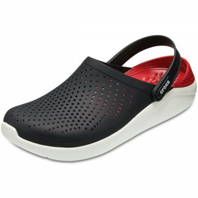 black and red crocs