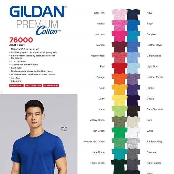 GILDAN Premium Light Pink | 76000 PREMIUM COTTON ADULT ROUNDNECK T-SHIRT