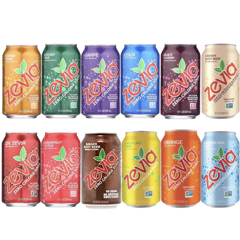 Zevia Zero Calorie Soda / Zero Sugar / Caffeine Free / 12 Oz / Drinks ...