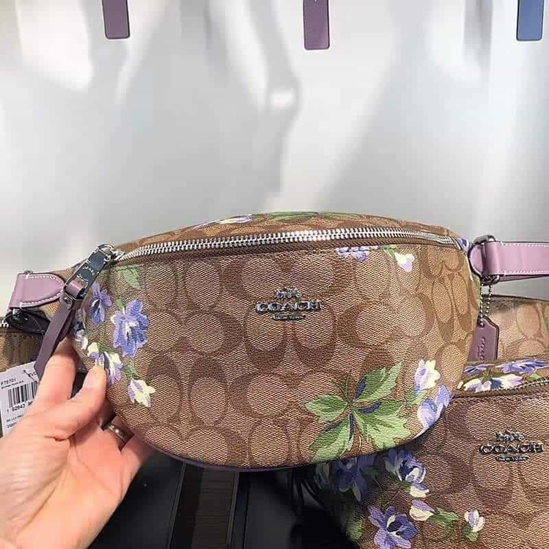 purple and tan coach purse