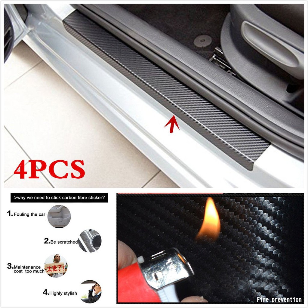Powstro 4 Pcs Car Door Sill Protection Films Universal Anti