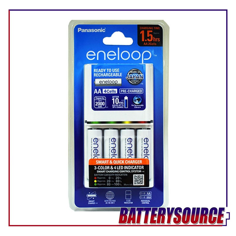 Panasonic Eneloop Smart And Quick Charger With 4 Pcs Aa Battery 1900mah