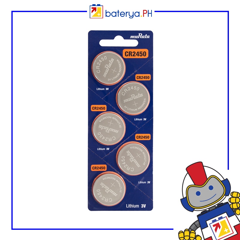 Car Key Battery Murata CR2450 3V (5 Pieces/1 Card) Lithium Button Cell
