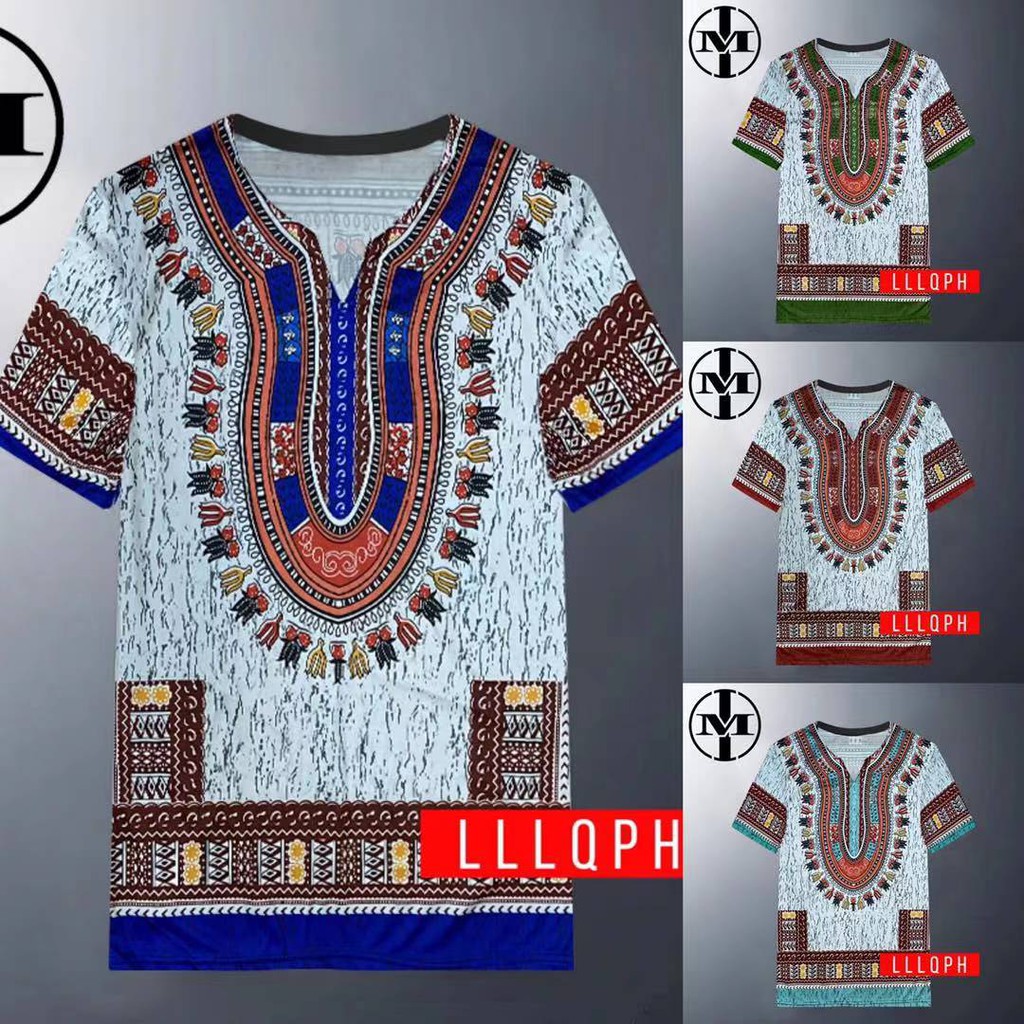 Lucky T301-2 Halumna Black and White Dashiki T-Shirt For Men | Shopee ...