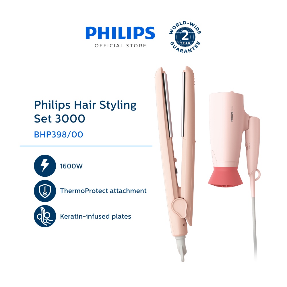 Philips Hair Styling Set 3000 BHP398/00 with ThermoProtect technology |  Shopee Philippines