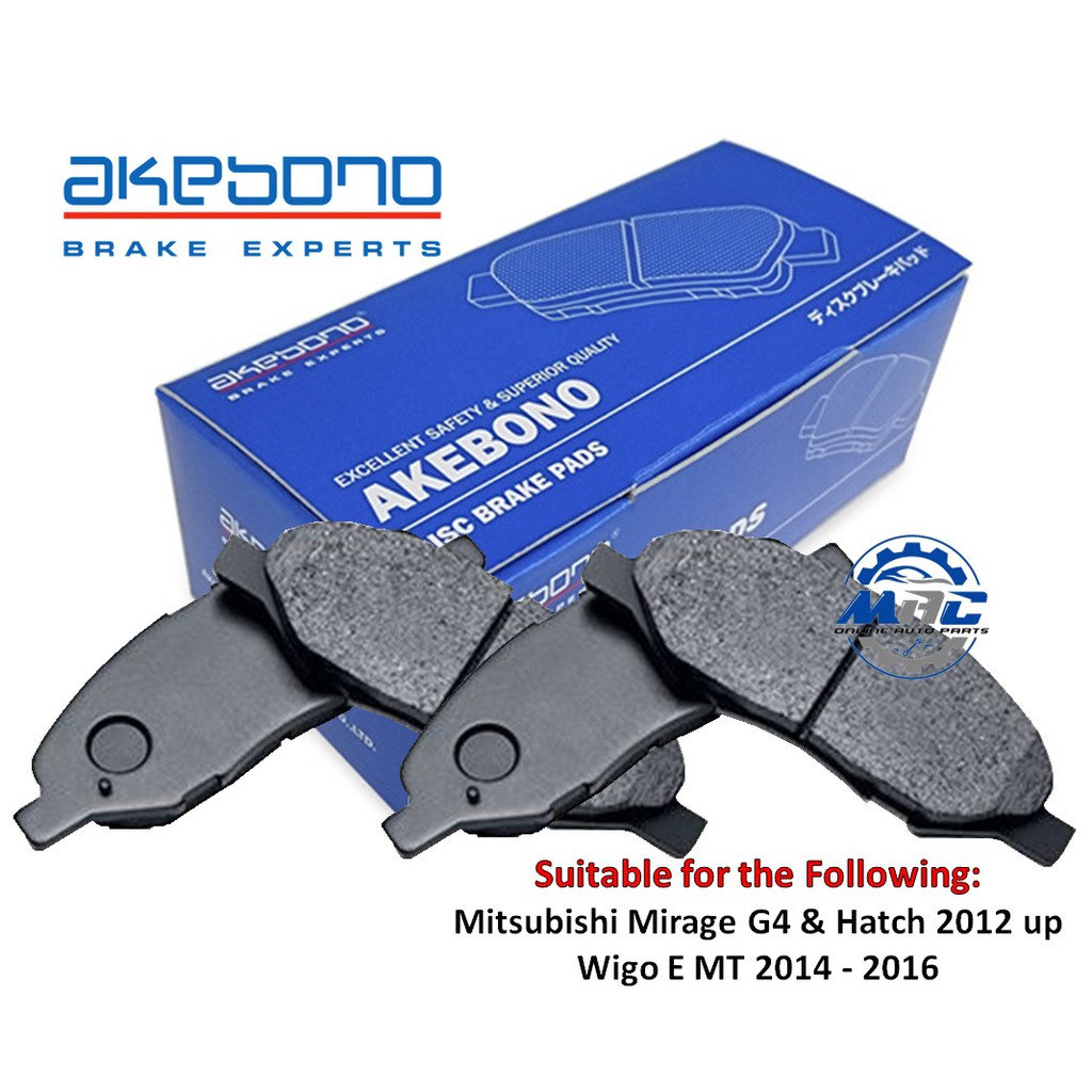 Akebono Brake pads for Mitsubishi Mirage G4 & Hatch 2012 up / Wigo E MT