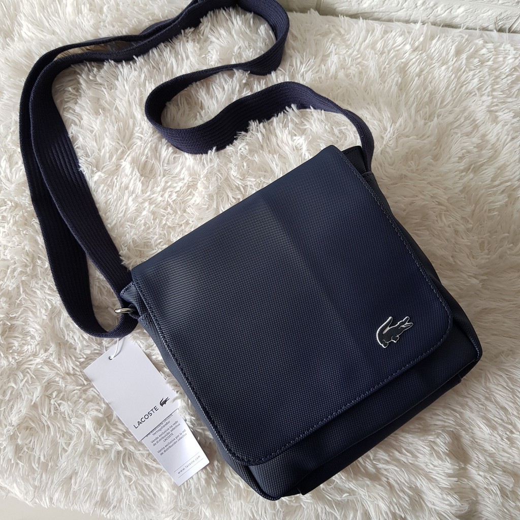 lacoste men's flap crossover bag