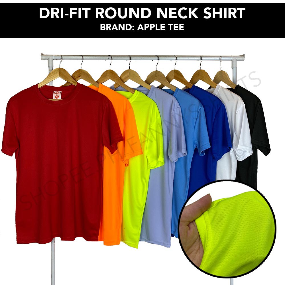 DRI FIT Shirt Round Neck Plain DriFit Unisex Apple Tee Sports