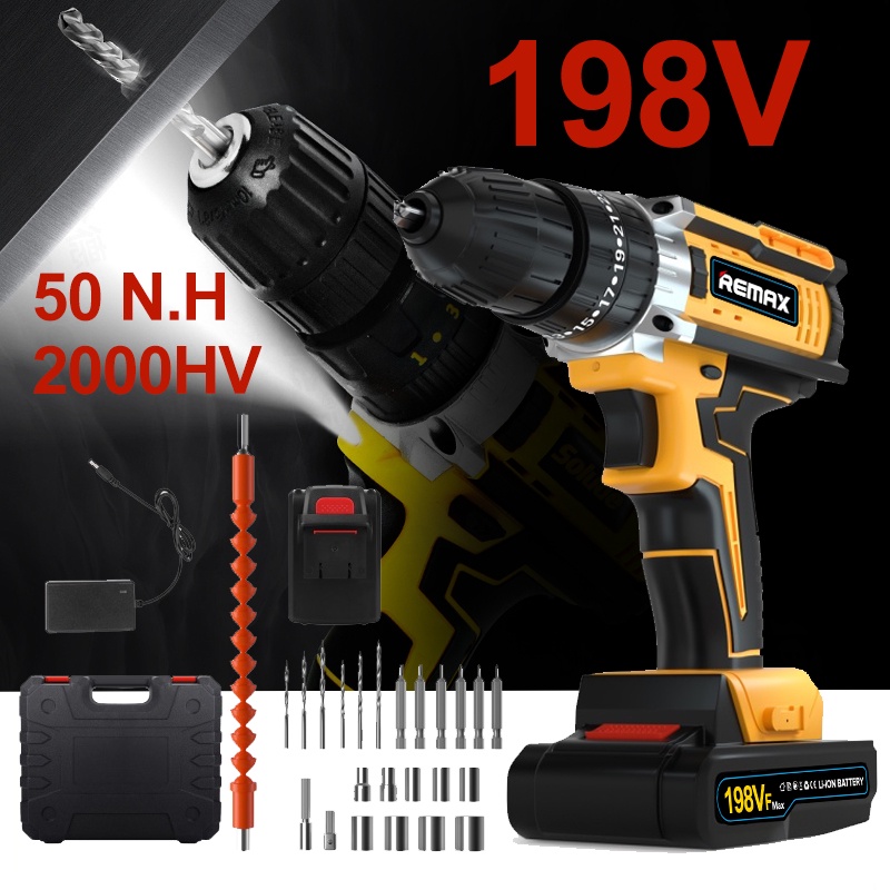 REMAX Rechargeable Electric Cordless Drill Screwdriver Impact Screw