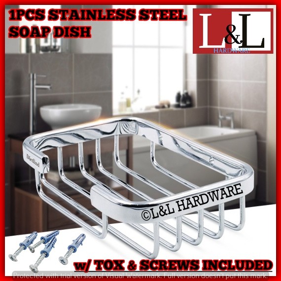 Wall Mounted Bathroom Bath Shower Soap Stainless Steel Holder Dish Square P8O2 
