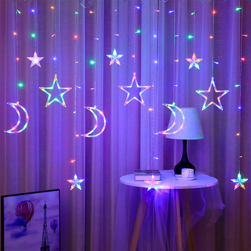 3 Big Star 3 Big Moon 3 Small Stars 138 Led Christmas Lights String Twinkle Curtain Light Mm0593 Shopee Philippines