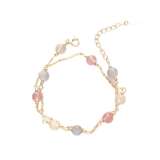 「Wrist Rainbow」Double-Layer  Bracelet for Women Strawberry Quartz Moonstone Attracting Male Stable Love Bracelet Ornament #5