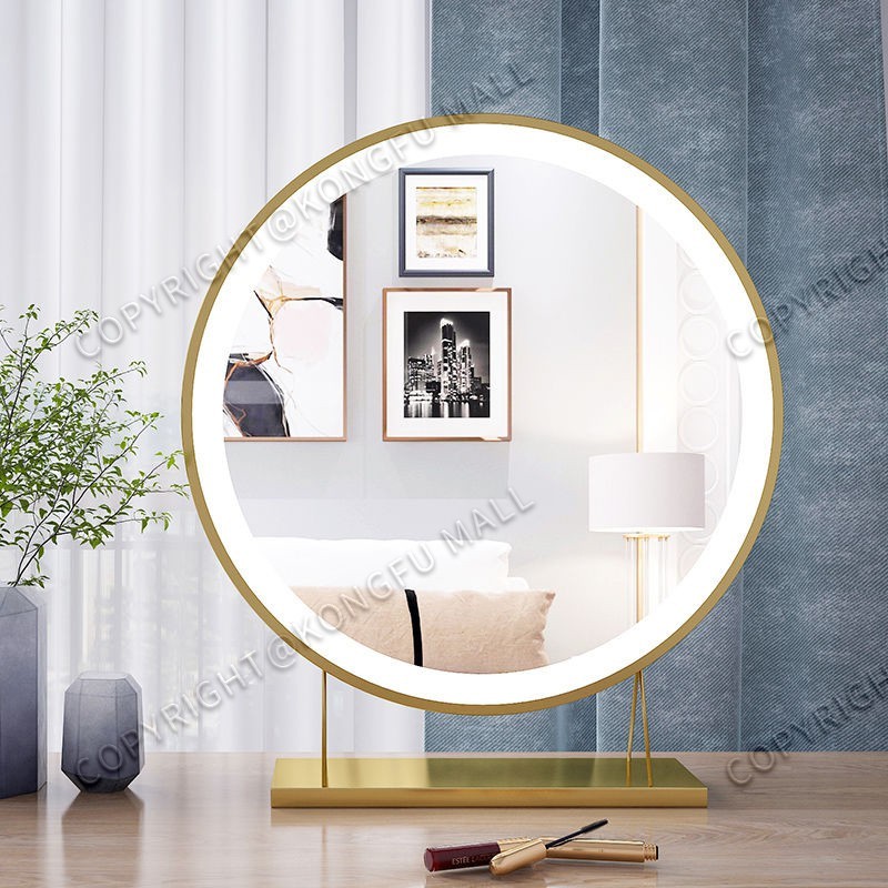 Vanity Mirror Nordic Bathroom, Round Gold Tabletop Mirror