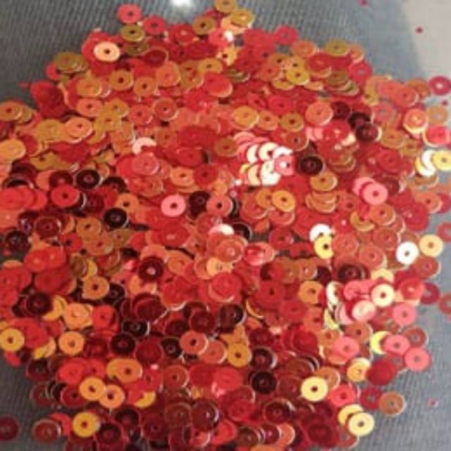 4Mm Red Sequins orange Combination Of gold Sequins