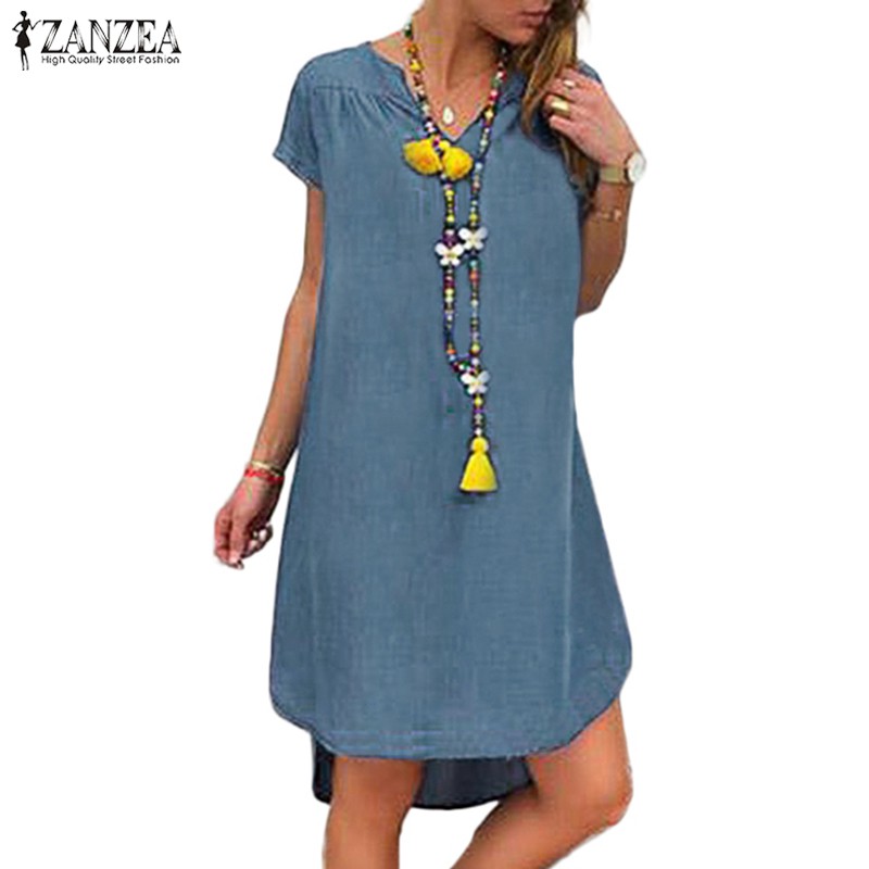 blue jean high low dress