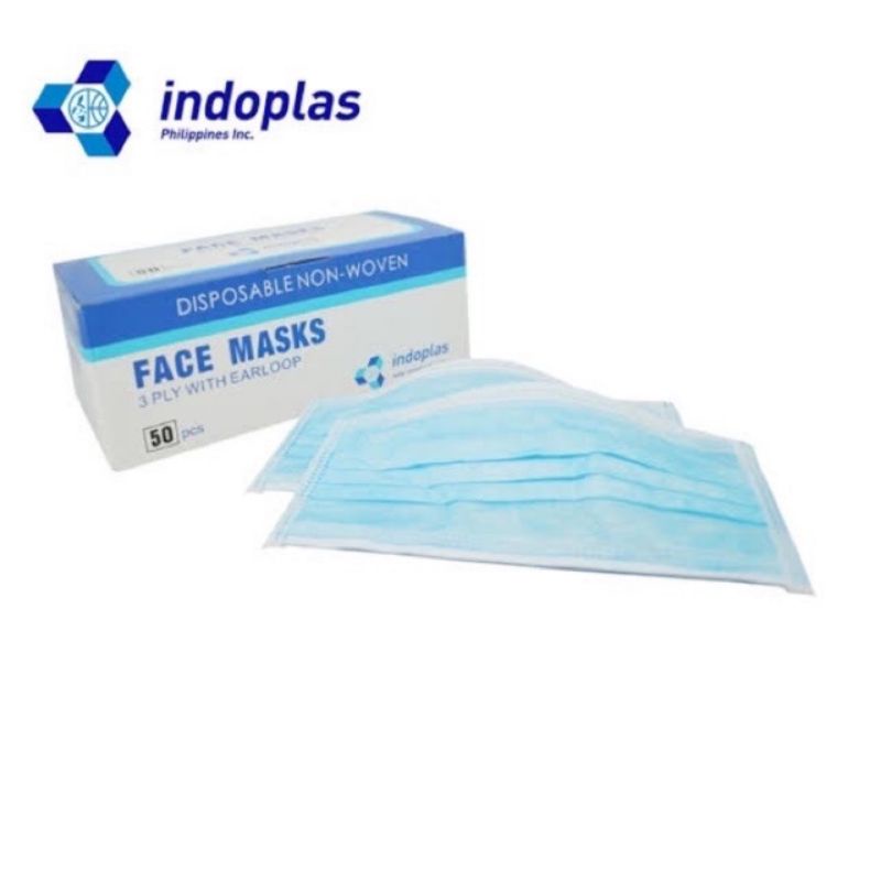 Indoplas Original Disposable Face Mask 3ply FDA Approved(50 pcs/box