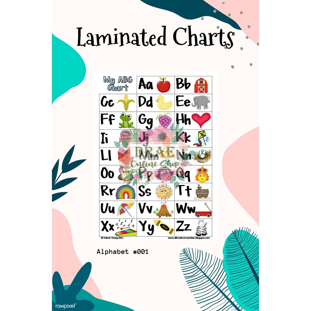 Laminated Alphabet Chart for Preschool and Elementary Shopee Philippines