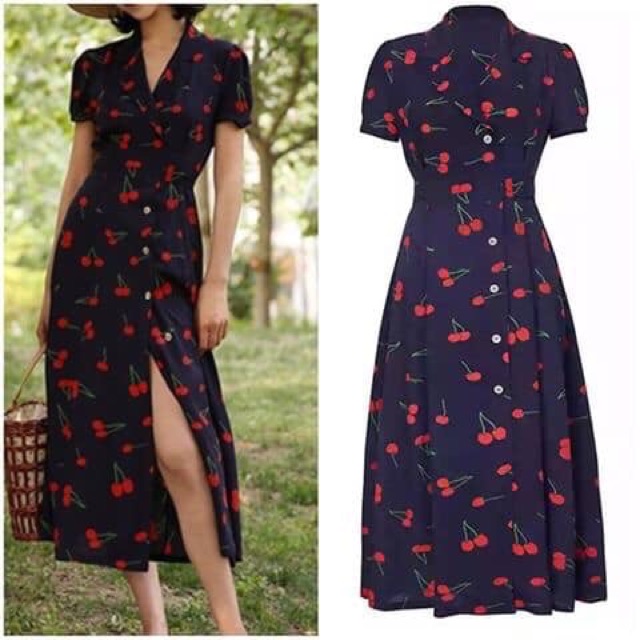 cherry midi dress