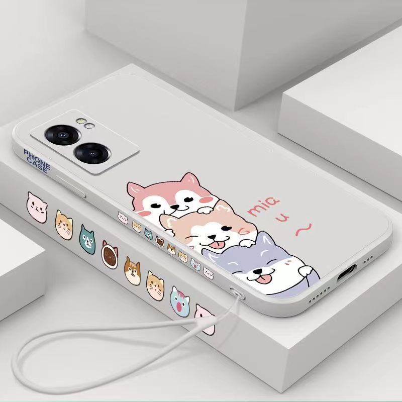 Cute Dog Phone Case OPPO A57 2022 Cartoon Cute Straight Edge Silicone Protective Case To Send