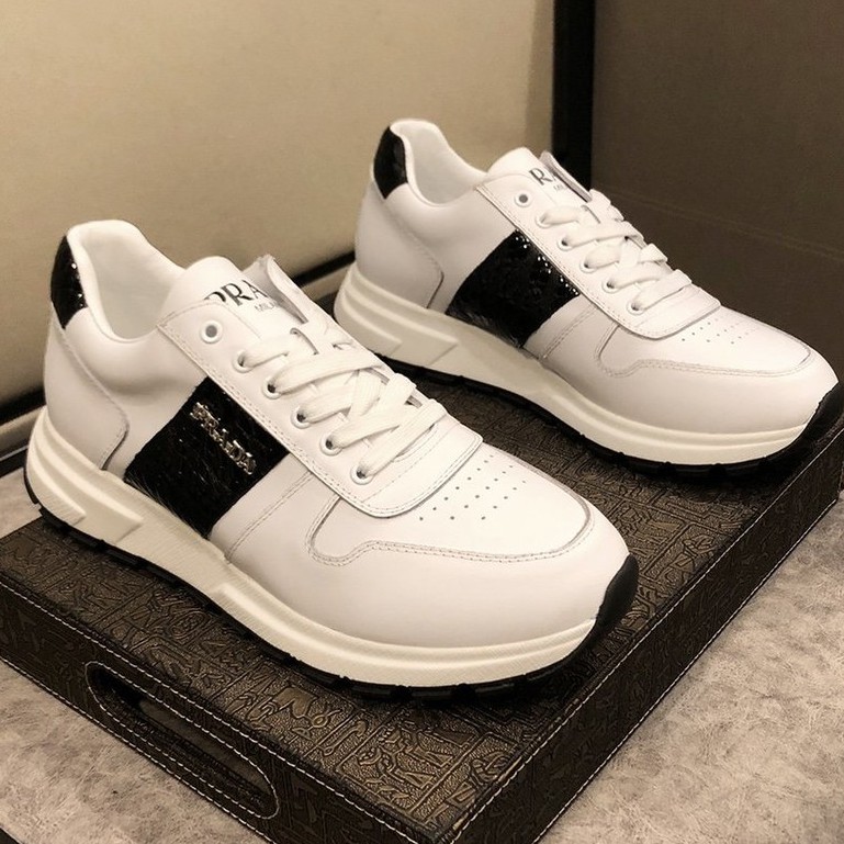 Original Prada Luxury White Sneaker Shoes For Men | Shopee Philippines
