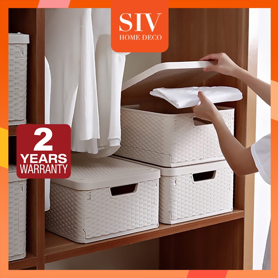 SIV Folding Plastic Storage Box Organizer With Cover/Lid Foldable