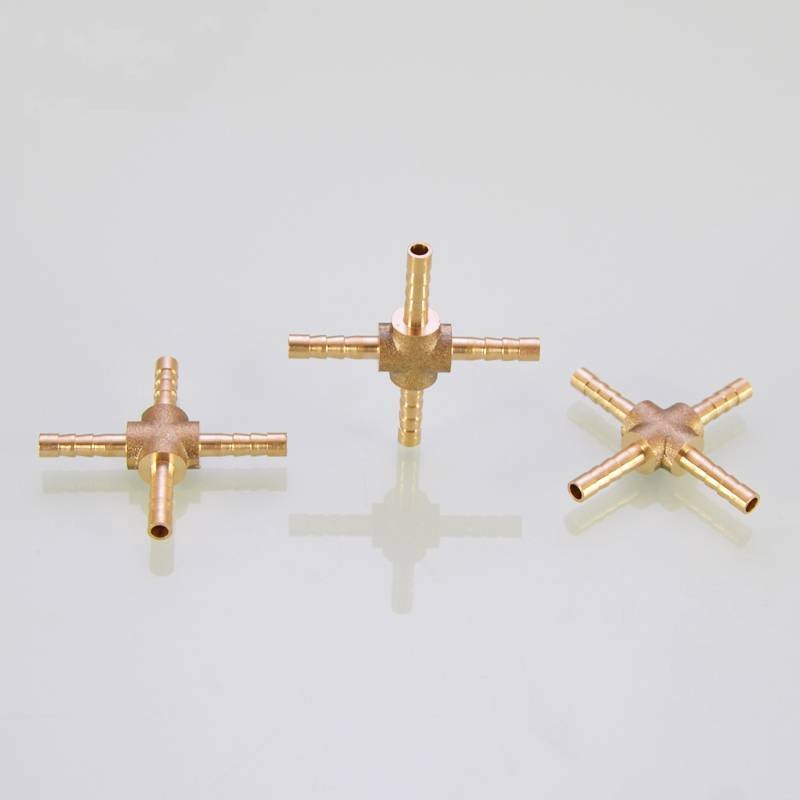 Cross Shaped Brass Pipe Fitting 4 Way 4/6/8/10/12 mm Hose Barb Connector Joint Copper Barbed Coupler