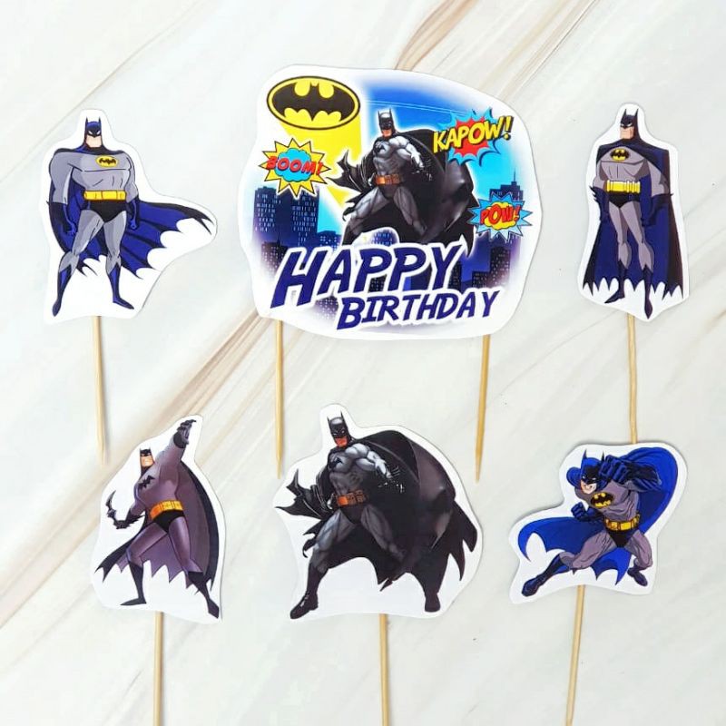 Batman Design Art Paper Happy Birthday Cake Topper Set for Party  Decorations | Shopee Philippines