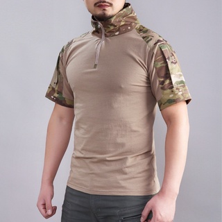 IDOGEAR Tactical Shirt Short Sleeve Combat Shirt Top Round Collar Outdoor Frog 