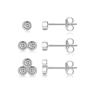 CANNER 3 Pcs Real 925 Sterling Silver Small Cute Simple Stud 