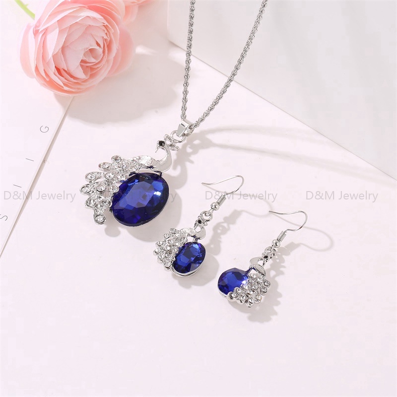 D&M Jewelry 925 silver 2in1 necklace earrings gem set with free box ...