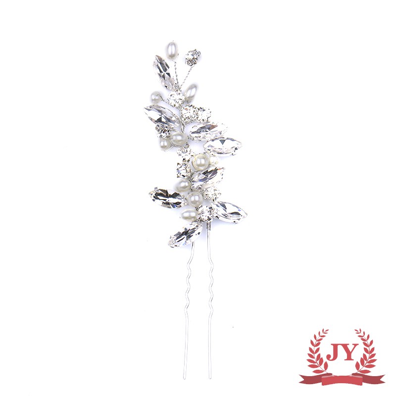 Silver Color Leaf Hair Pins Set Pearls Bridal Hair Jewelry