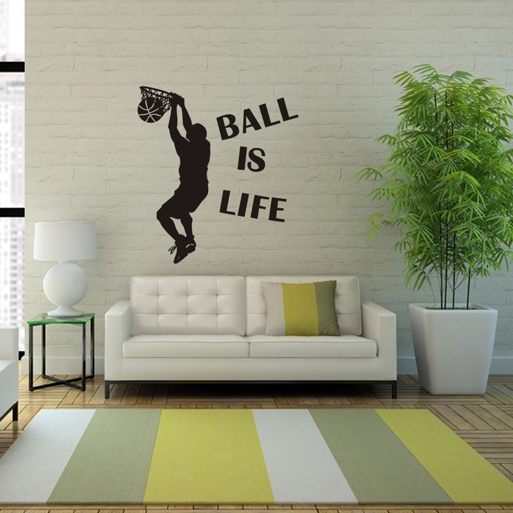 Best Life Basketball Game Wall Decals Wall Stickers Living Room Bedroom Wall Art Decor Shopee Philippines