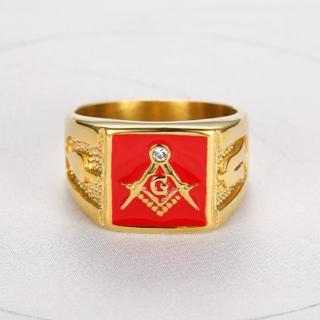 Antique Red Enamel Lodge Classic Masonic AG Rings ...